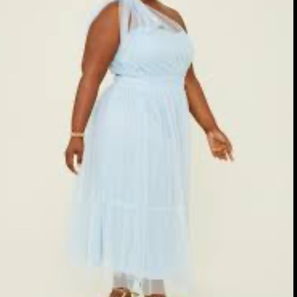 beautiful one shoulder mesh dress with pearl detail - Picture 6 of 6